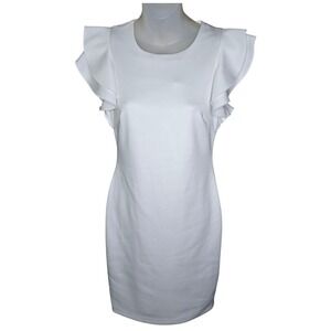 Tommy Hilfiger Womens Ruffle‎ Sleeve Sheath Dress Size 4 Minimalist Clean Girl